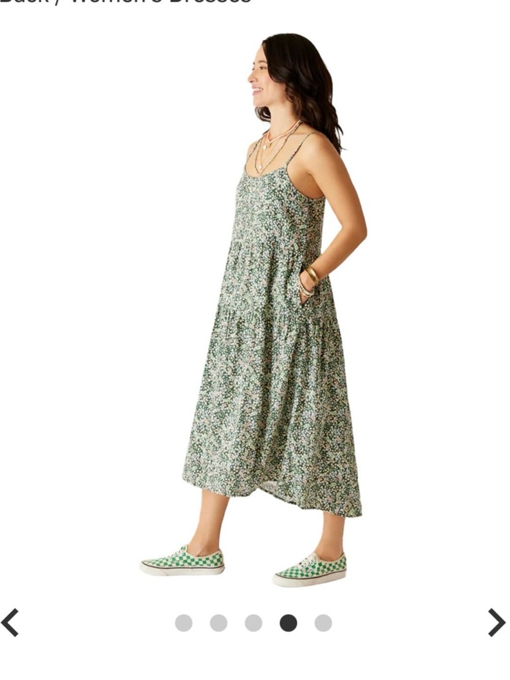 Green Floral Midi Sundress - Lightweight Women's dress- Carve Designs